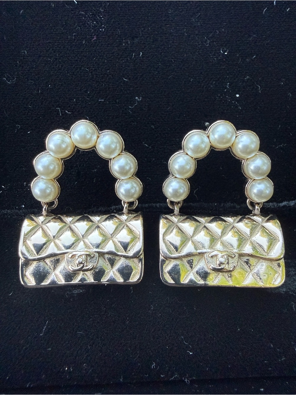 CHANEL Gold Pearl-Handle Bag Charm Earrings - Picture 7 of 12